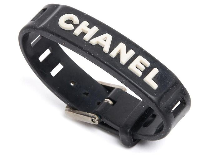 Bracciale Chanel in Gomma Primavera 1999 Bracciale Iconico in Gomma Nera Chanel Nero Argento - vista 2