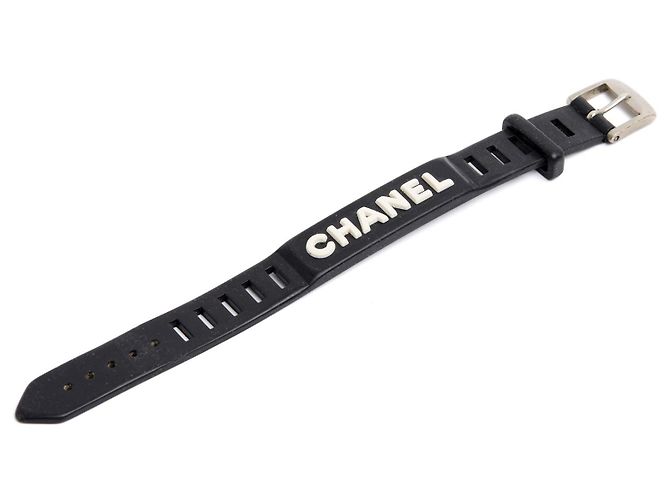 Bracciale Chanel in Gomma Primavera 1999 Bracciale Iconico in Gomma Nera Chanel Nero Argento - vista 3