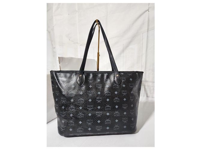 MCM Visetos Gestreifter Shopper Tote Schwarz - Ansicht 17