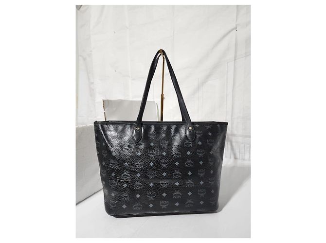 MCM Visetos Gestreifter Shopper Tote Schwarz - Ansicht 3
