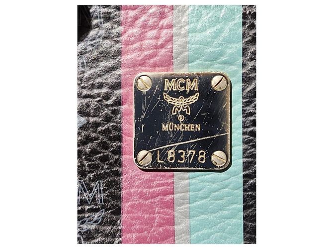 MCM Visetos Gestreifter Shopper Tote Schwarz - Ansicht 4
