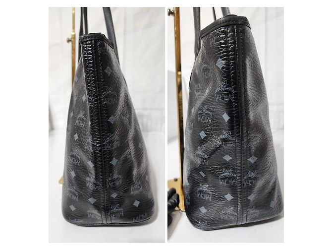 MCM Visetos Gestreifter Shopper Tote Schwarz - Ansicht 9