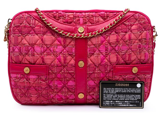Girl Bolsa transversal Chanel em tweed rosa para meninas - vista 11