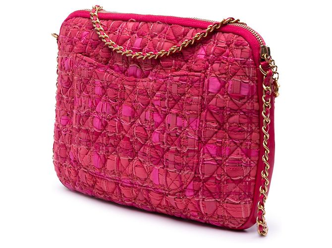 Girl Bolsa transversal Chanel em tweed rosa para meninas - vista 2