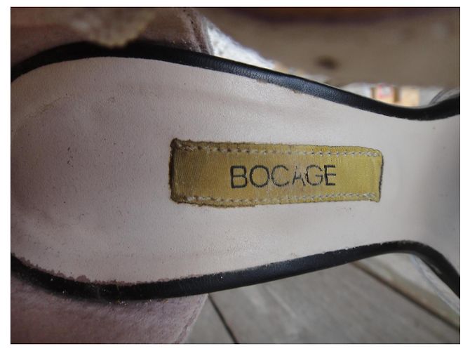 Autre Marque Bocage Ledersandalen Schwarz Weiß Gelb 8cm Absatz - Ansicht 7