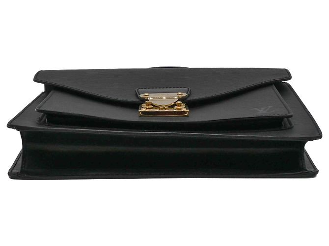 Borsa Monceau in pelle Epi Louis Vuitton Nero - vista 6
