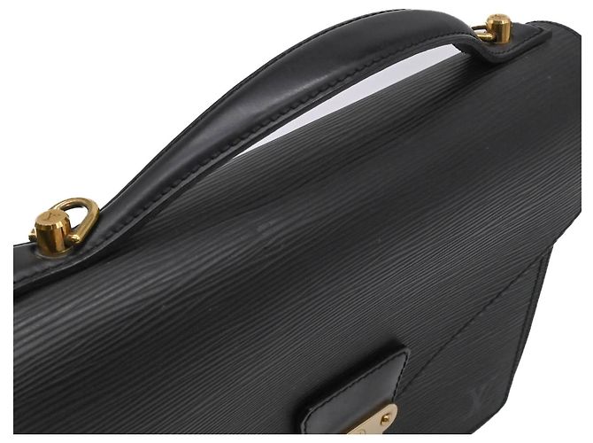 Borsa Monceau in pelle Epi Louis Vuitton Nero - vista 9