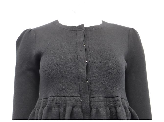 Marc by Marc Jacobs Cárdigan peplum de manga 3/4 en lana negra - vista 10