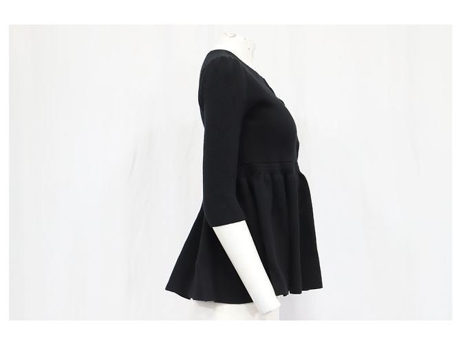 Marc by Marc Jacobs Cárdigan peplum de manga 3/4 en lana negra - vista 8