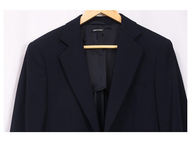Giorgio Armani Textured Single-Breasted Blazer in Navy Blue Wool - view 10
