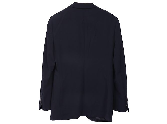 Giorgio Armani Textured Single-Breasted Blazer in Navy Blue Wool - view 3