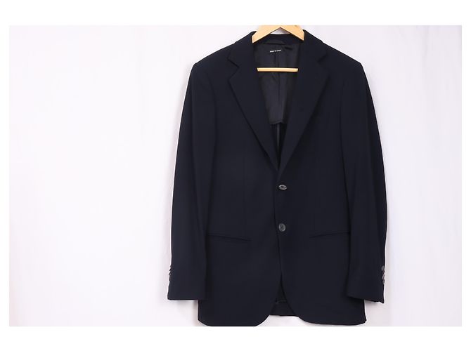 Giorgio Armani Textured Single-Breasted Blazer in Navy Blue Wool - view 7