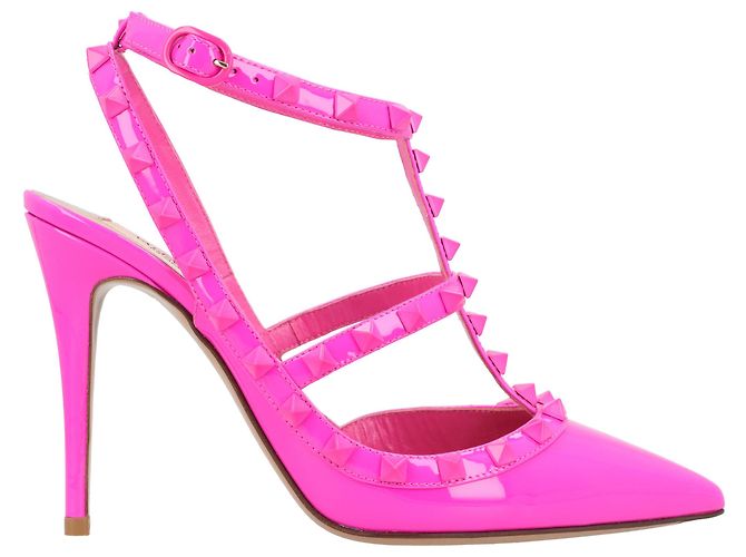 Valentino Garavani Pumps Caged Rockstud Valentino Rosa - vista 6