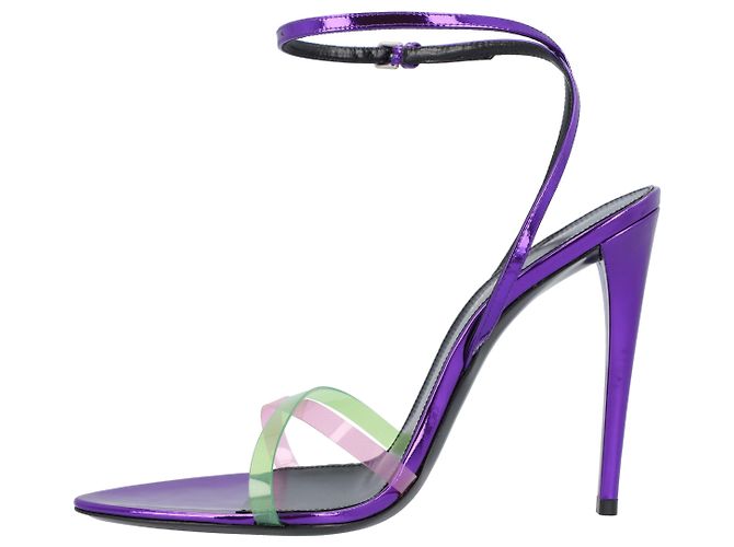 Sandali in pelle verniciata e plexi Gippy di Saint Laurent viola Porpora - vista 2