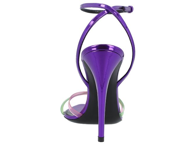 Sandali in pelle verniciata e plexi Gippy di Saint Laurent viola Porpora - vista 3