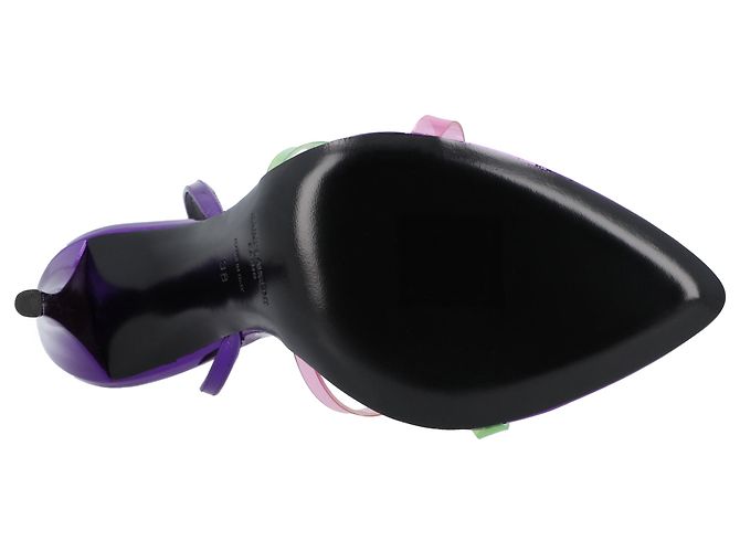 Sandali in pelle verniciata e plexi Gippy di Saint Laurent viola Porpora - vista 4
