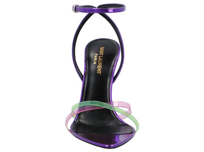 Sandali in pelle verniciata e plexi Gippy di Saint Laurent viola Porpora - vista 5