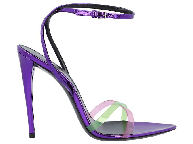 Sandali in pelle verniciata e plexi Gippy di Saint Laurent viola Porpora - vista 6