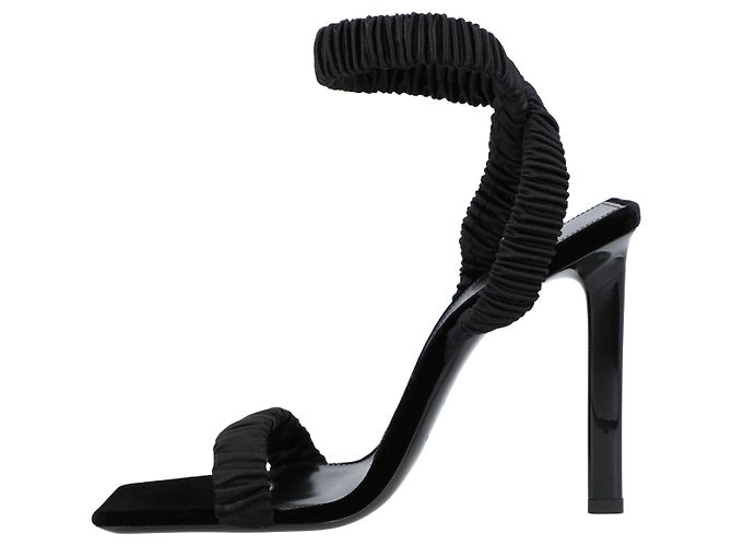 Sandali Pam Saint Laurent in crepe di raso nero - vista 2