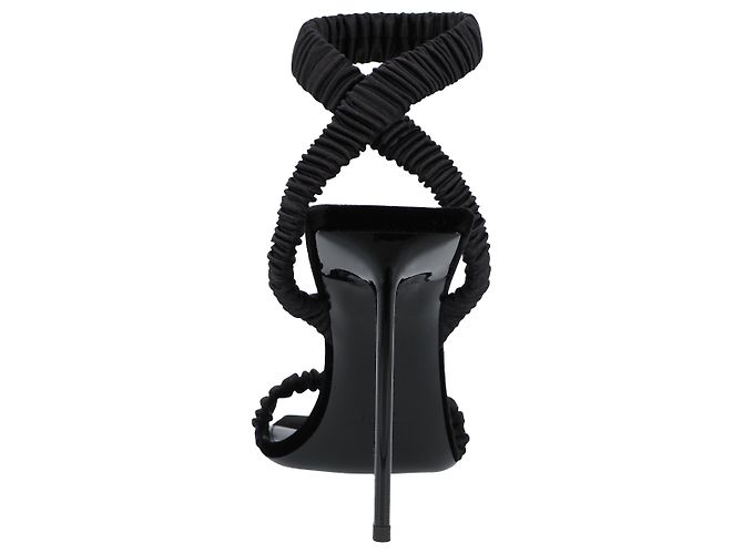 Sandali Pam Saint Laurent in crepe di raso nero - vista 3