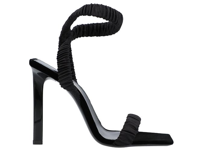 Sandali Pam Saint Laurent in crepe di raso nero - vista 5