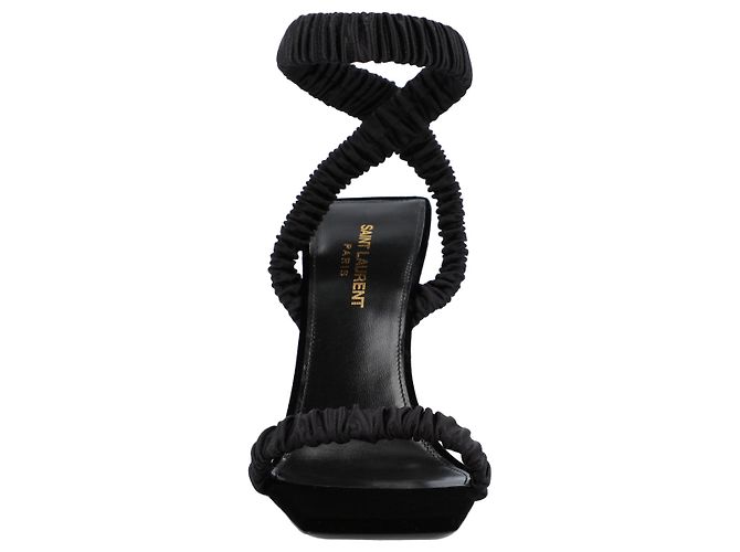 Sandali Pam Saint Laurent in crepe di raso nero - vista 6