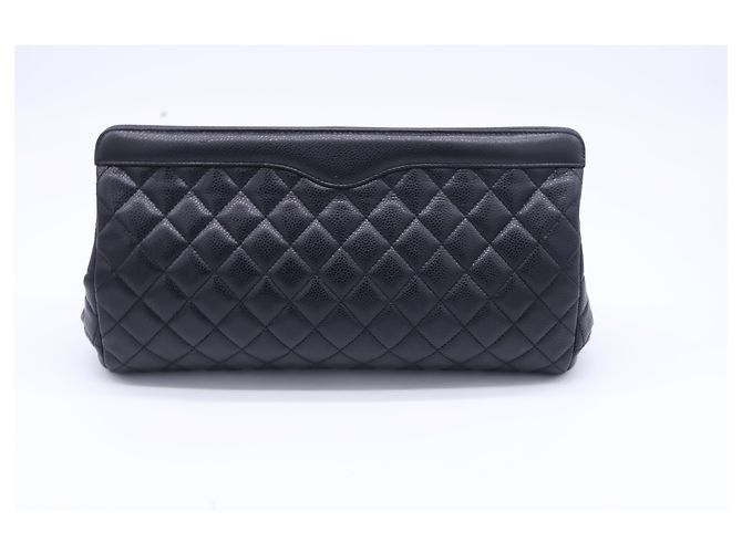 Timeless Chanel Große CC Rahmen gesteppte Clutch-Tasche aus schwarzem Leder - Ansicht 11