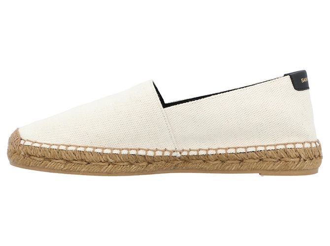 Espadrilles brodées Saint Laurent en toile beige - vue 2