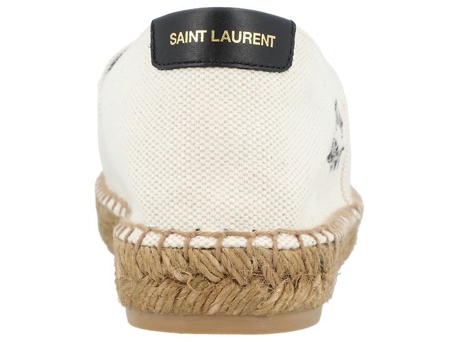 Espadrilles brodées Saint Laurent en toile beige - vue 3
