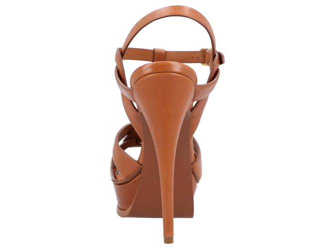 Sandali in pelle Saint Laurent Tribute marroni Marrone - vista 3