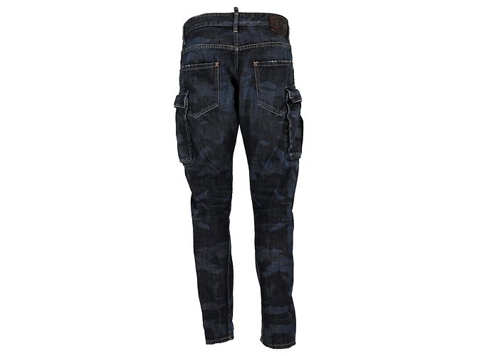 Jeans cargo mimetici Dsquared2 in cotone blu navy - vista 3