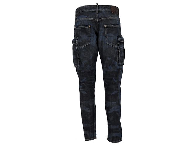 Jeans cargo mimetici Dsquared2 in cotone blu navy - vista 8