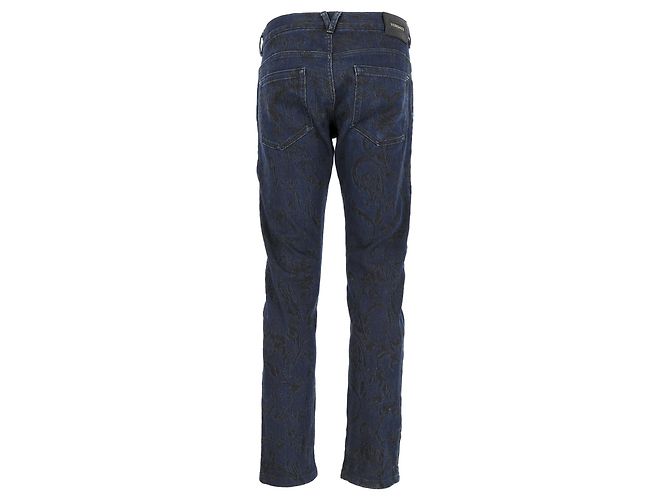 Jeans Slim Fit Jacquard de Versace en Algodón Azul - vista 10