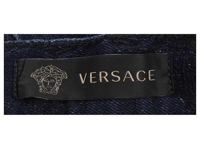 Jeans Slim Fit Jacquard de Versace en Algodón Azul - vista 11
