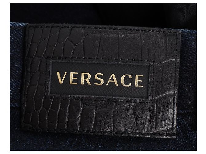 Jeans Slim Fit Jacquard de Versace en Algodón Azul - vista 14