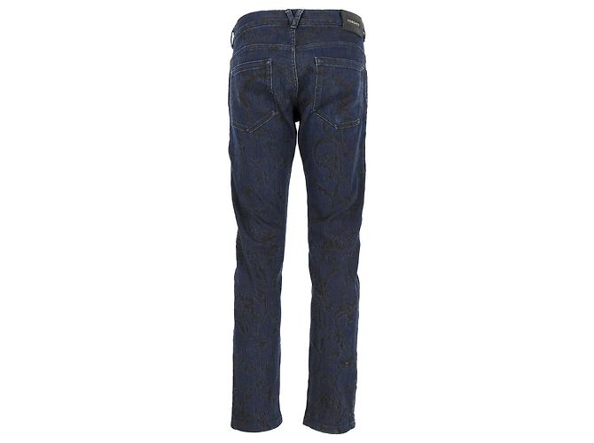 Jeans Slim Fit Jacquard de Versace en Algodón Azul - vista 3