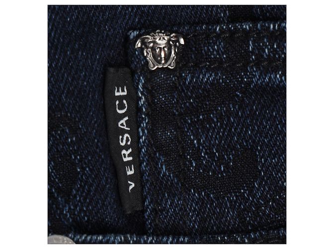 Jeans Slim Fit Jacquard de Versace en Algodón Azul - vista 6
