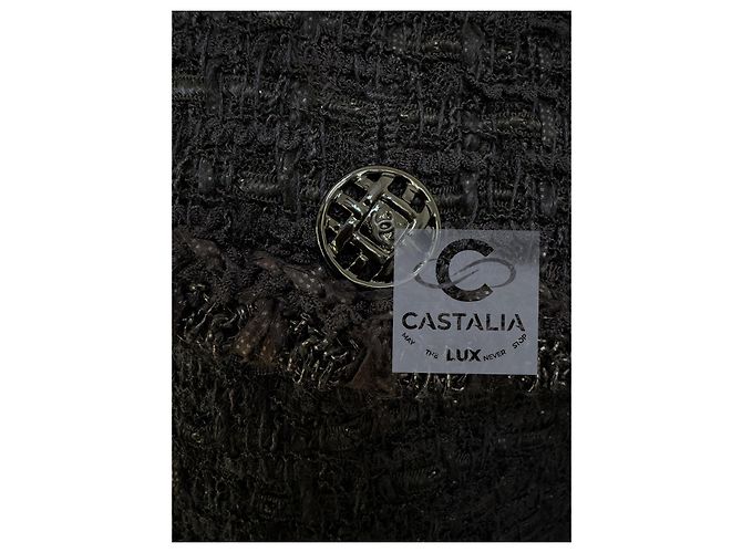 Chanel Skulpturaler Minimalismus Schwarze Tweedjacke 44 FR - Ansicht 13
