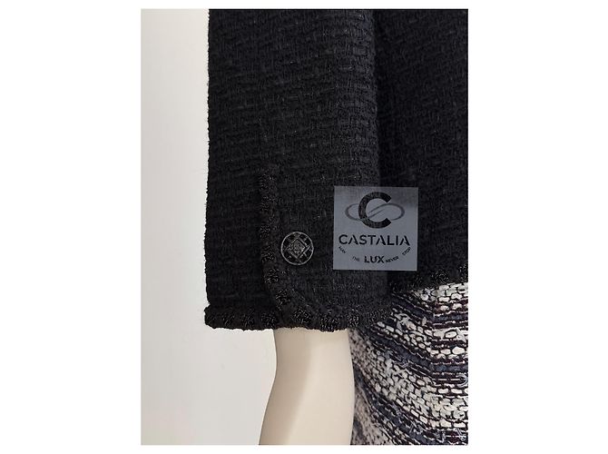 Chanel Skulpturaler Minimalismus Schwarze Tweedjacke 44 FR - Ansicht 14