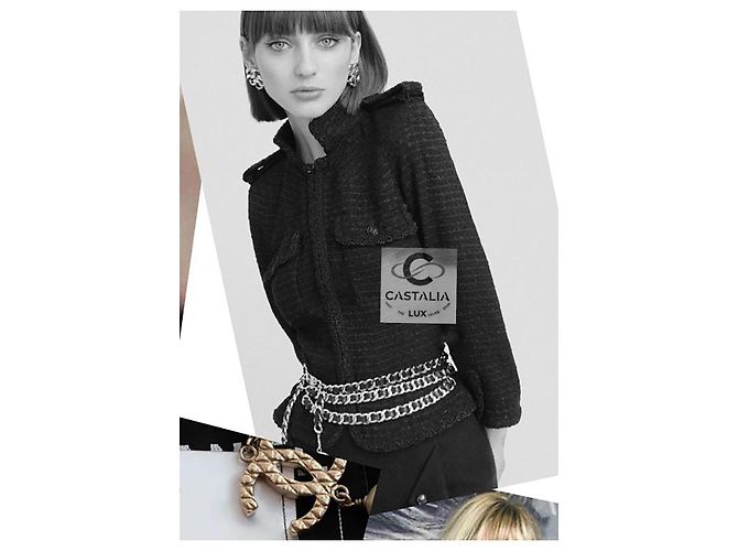 Chanel Skulpturaler Minimalismus Schwarze Tweedjacke 44 FR - Ansicht 3
