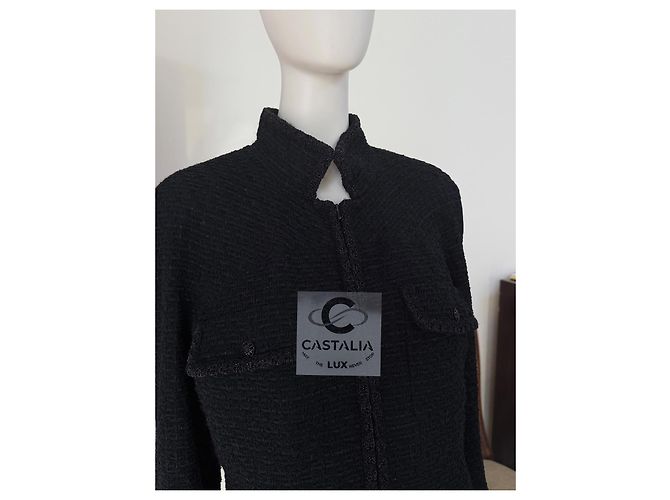 Chanel Skulpturaler Minimalismus Schwarze Tweedjacke 44 FR - Ansicht 9