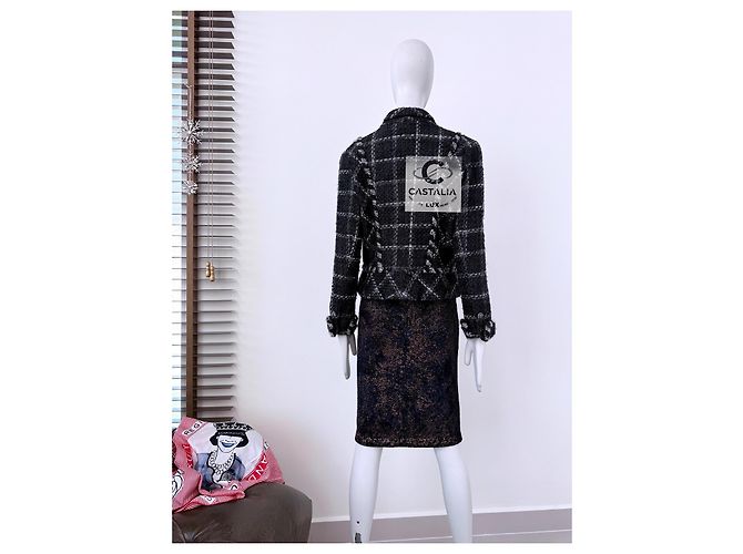 Chanel Vintage Relic schwarze Tweedjacke 40 FR - Ansicht 10