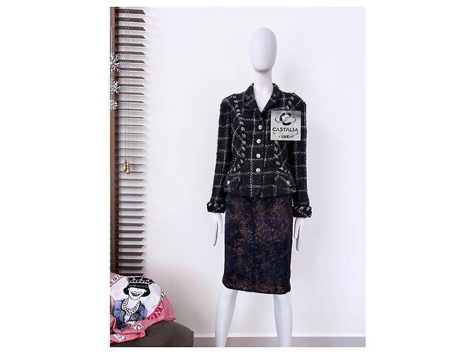 Chanel Vintage Relic schwarze Tweedjacke 40 FR - Ansicht 2