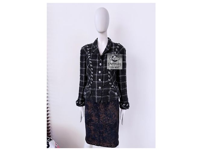 Chanel Vintage Relic schwarze Tweedjacke 40 FR - Ansicht 5