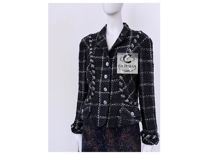 Chanel Vintage Relic schwarze Tweedjacke 40 FR - Ansicht 6