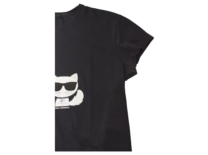 Camiseta negra de algodón Karl Lagerfeld Choupette XS Negro - vista 5
