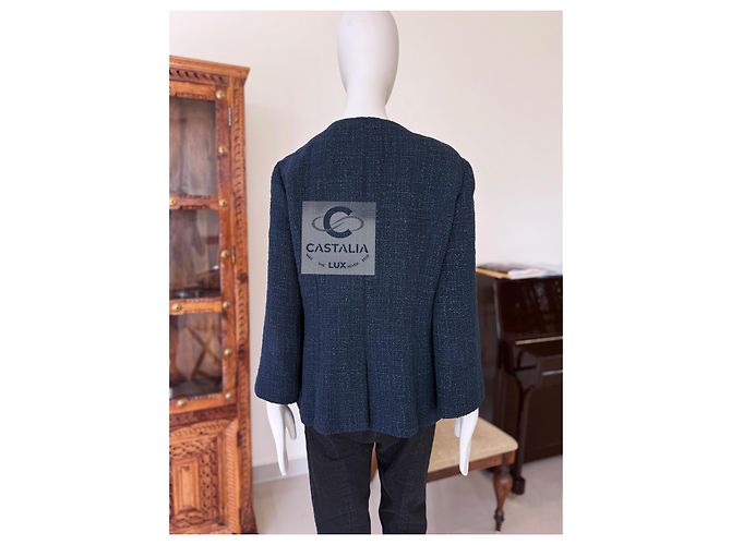 Chanel Chaqueta de tweed esmeralda con botones Gripoix 42 FR - vista 17
