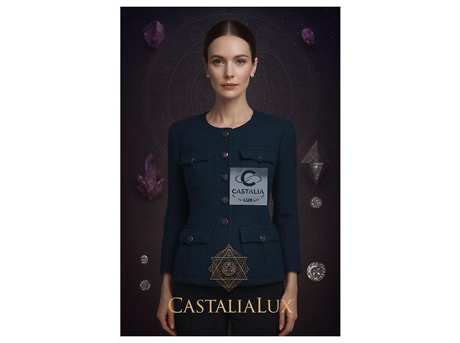 Chanel Chaqueta de tweed esmeralda con botones Gripoix 42 FR - vista 6