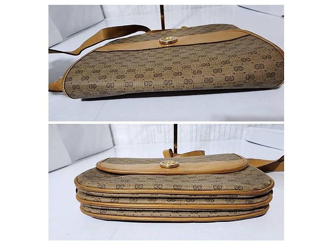 GUCCI Vintage Micro GG Canvas Schultertasche Beige/Braun - Ansicht 11
