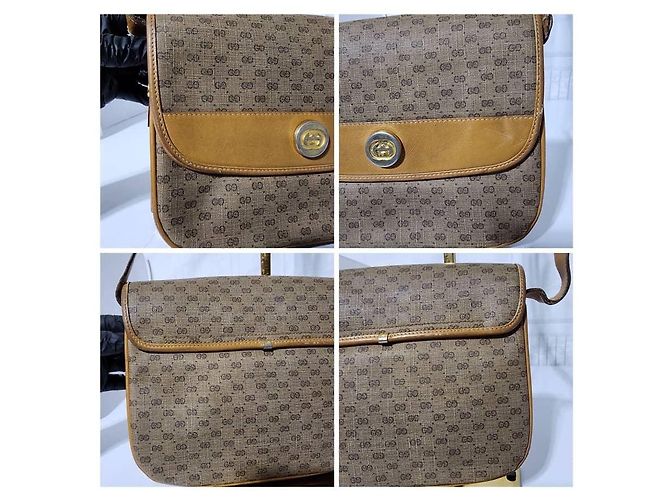 GUCCI Vintage Micro GG Canvas Schultertasche Beige/Braun - Ansicht 12